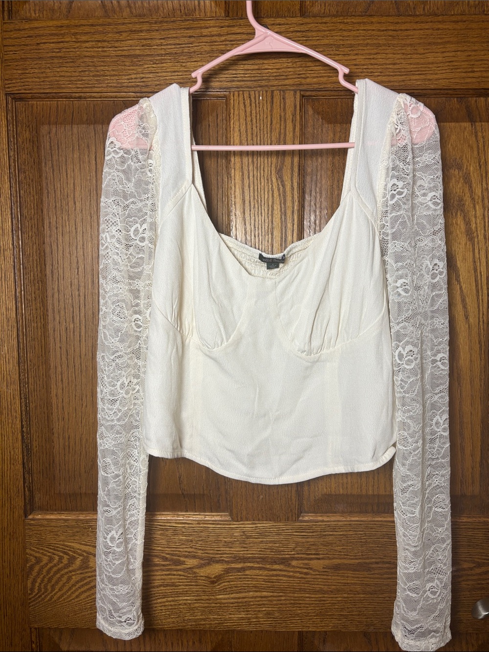 wild fable Cream Lace Long-Sleeve Bandeau Top